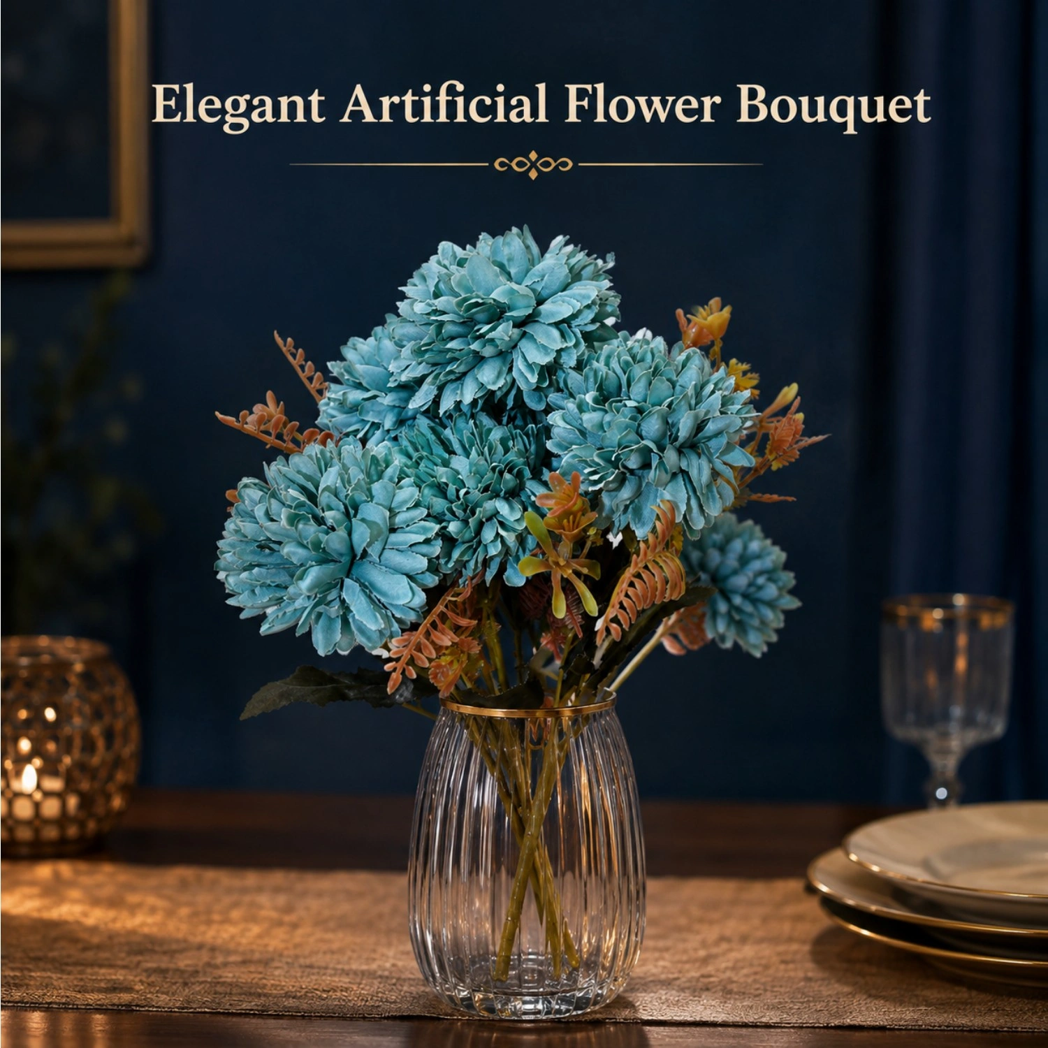 Cool Mint Blooms with Warm Floral Accents