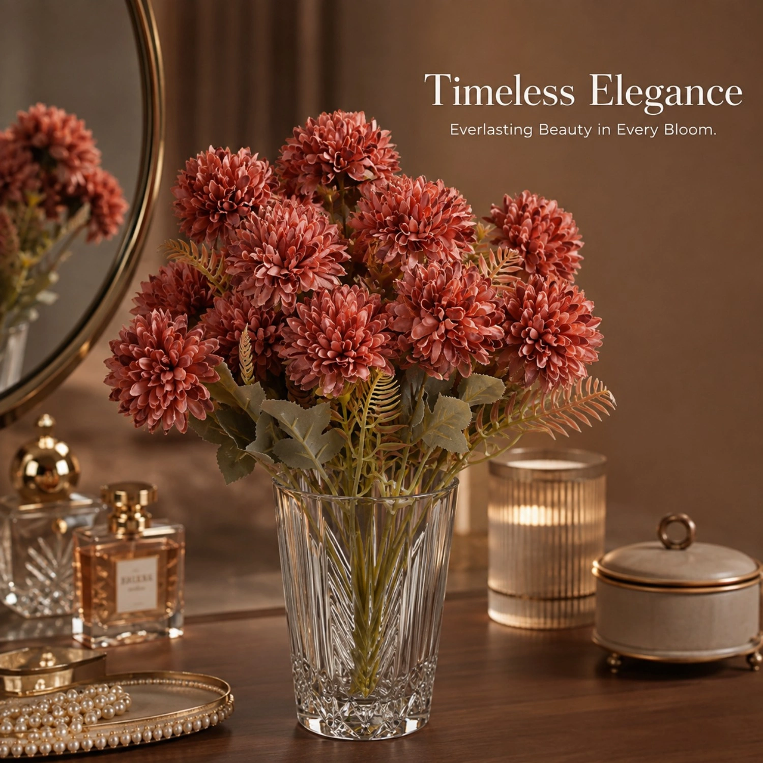 Earthy Rust Tones and Soft Botanical Texture