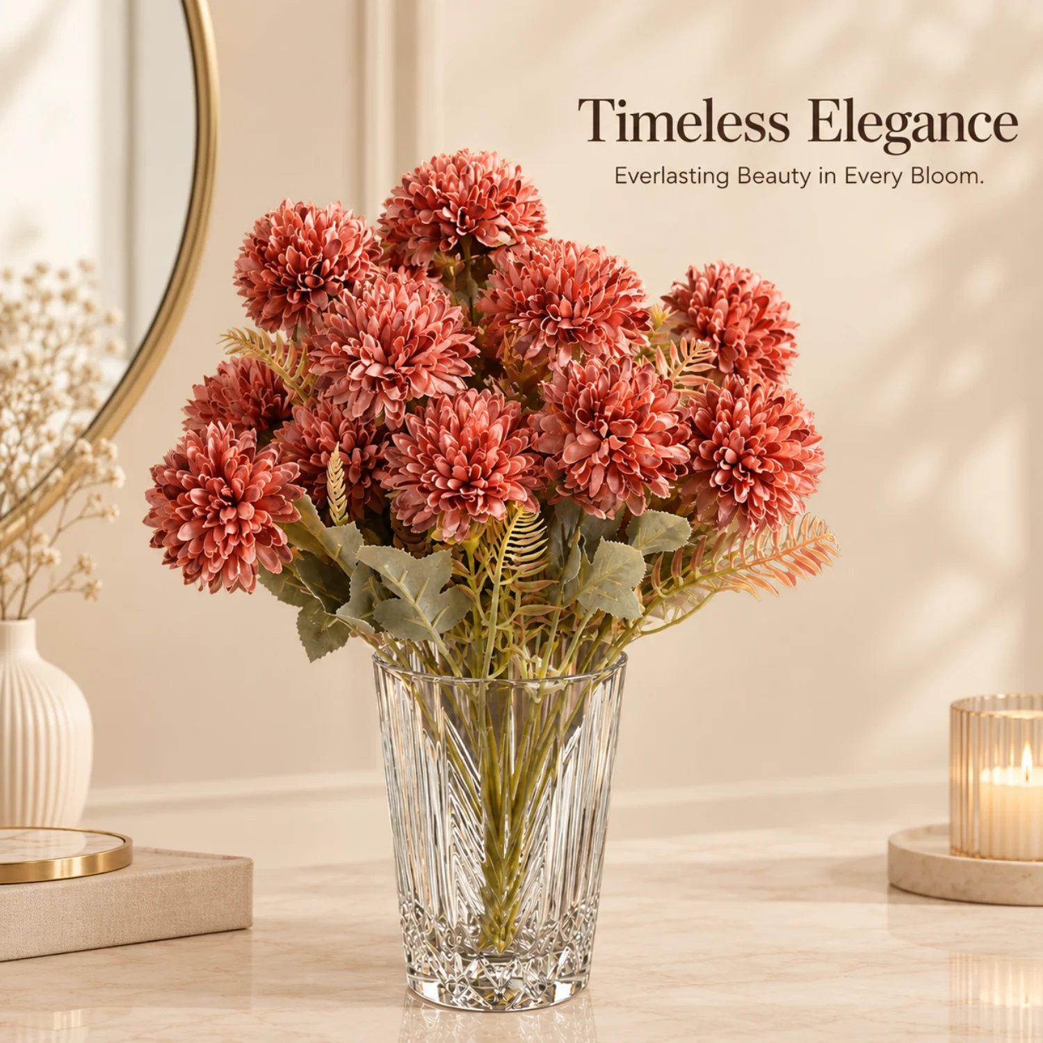 Earthy Rust Tones and Soft Botanical Texture