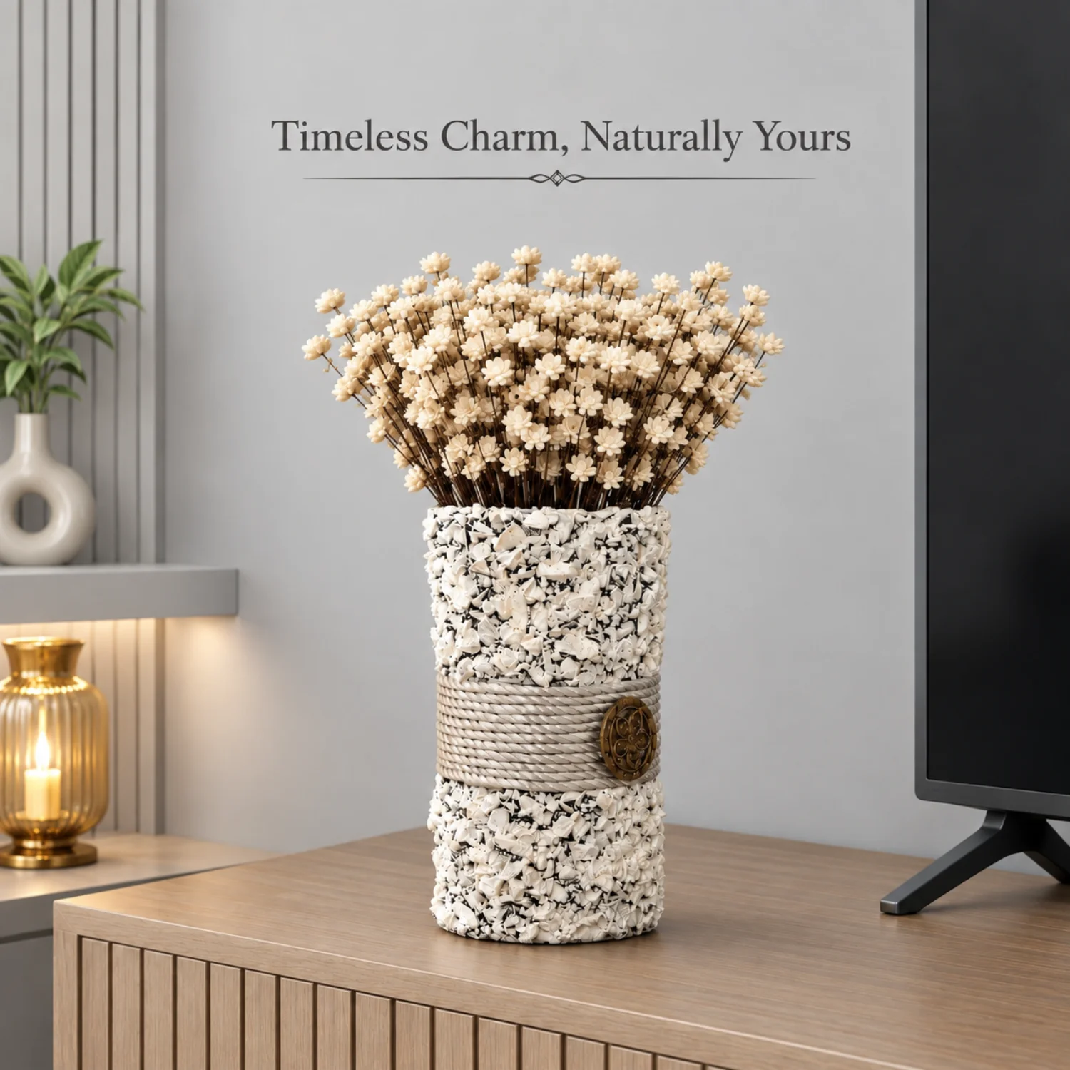 White Relief and a Central Floral Accent