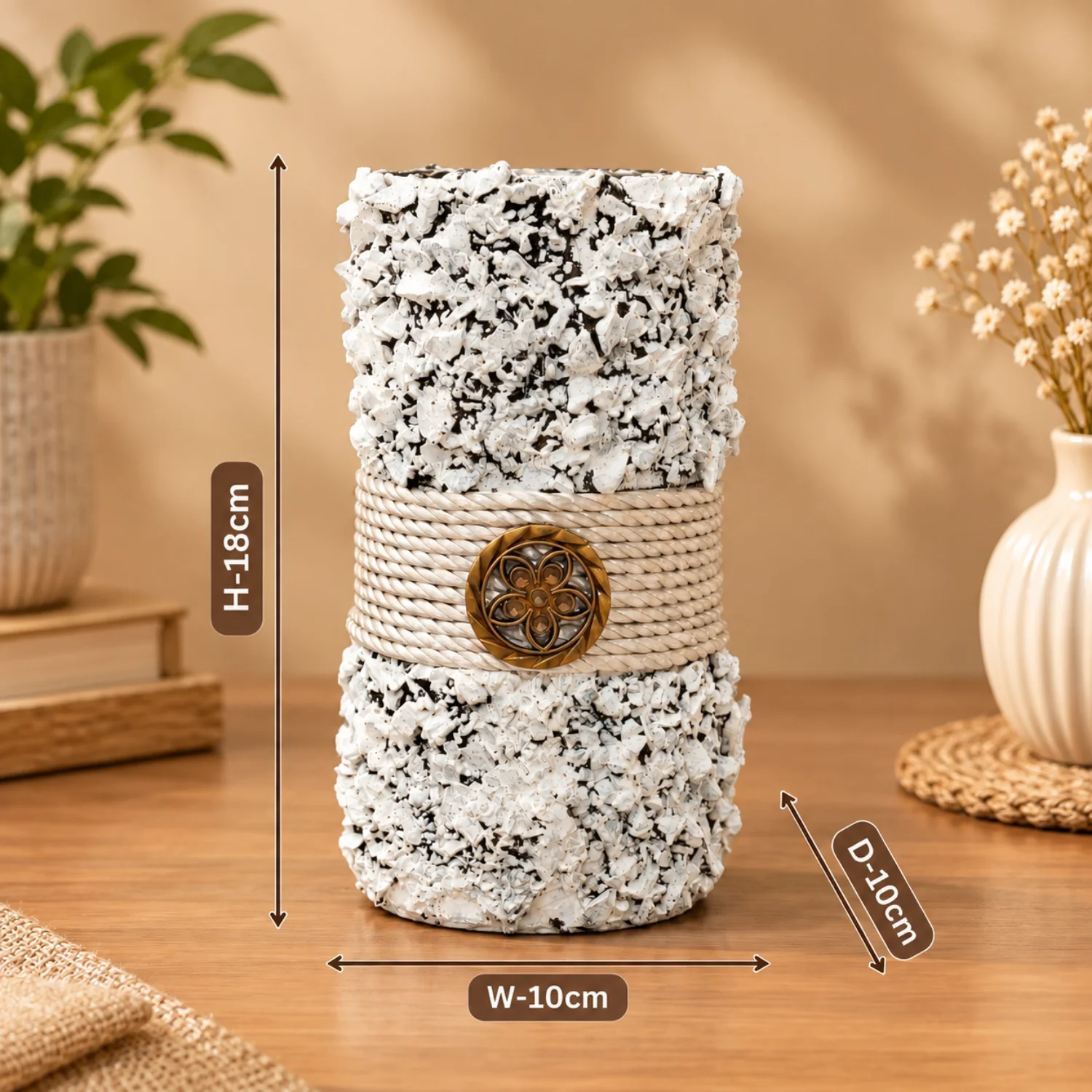 White Relief and a Central Floral Accent