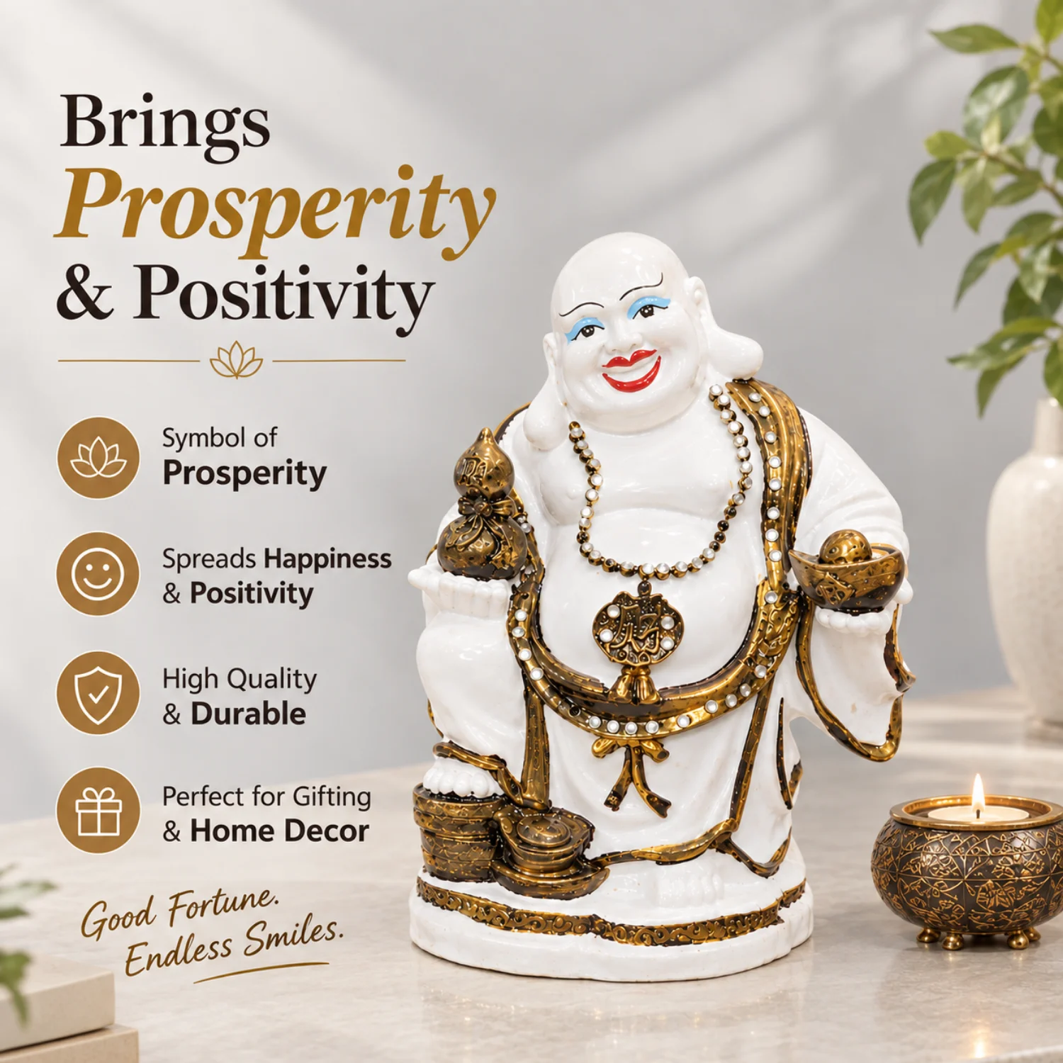 A Smiling Figure with Decorative Treasures