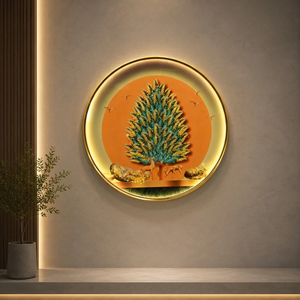 A Tall Tree against an Orange Sky