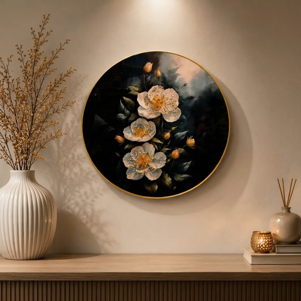 Pale Blossoms on a Dark Ground