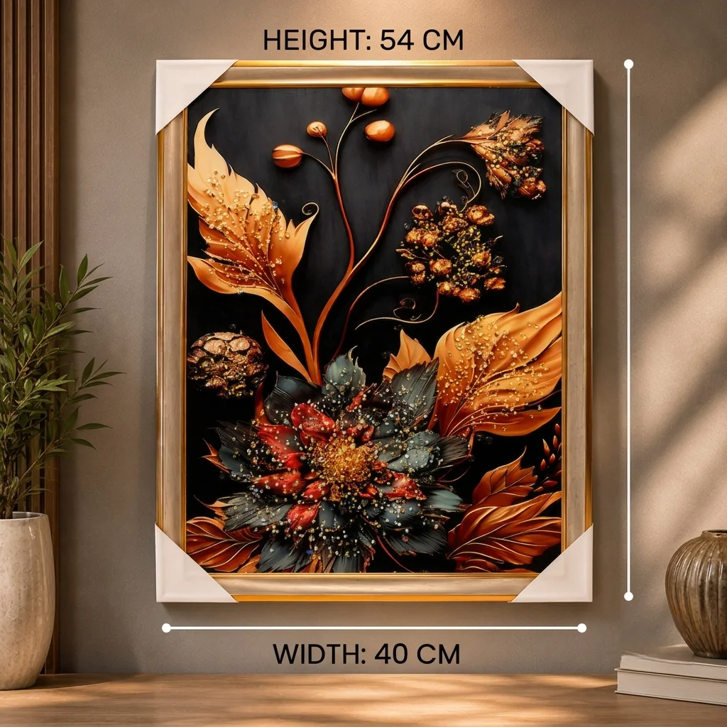 Warm Leaves against a Dark Floral Ground
