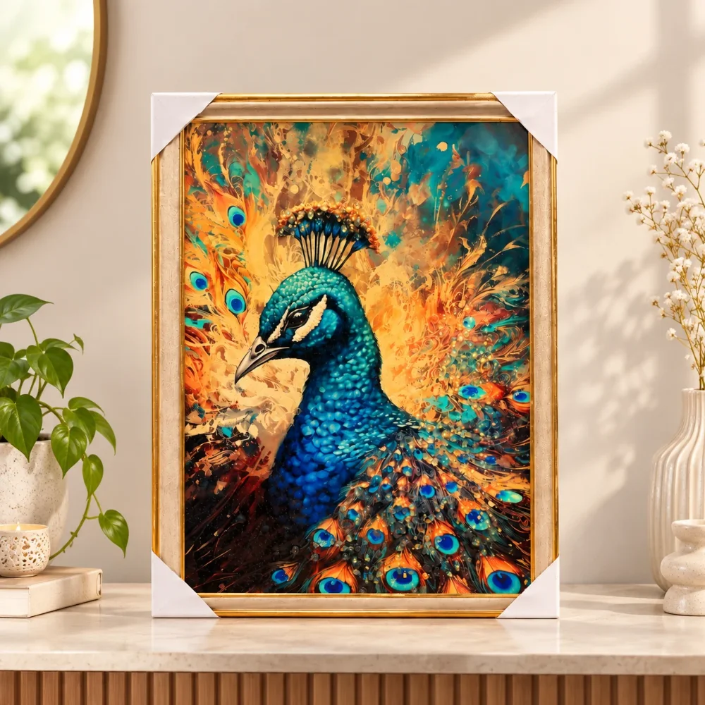 Peacock Colours in Blue and Gold