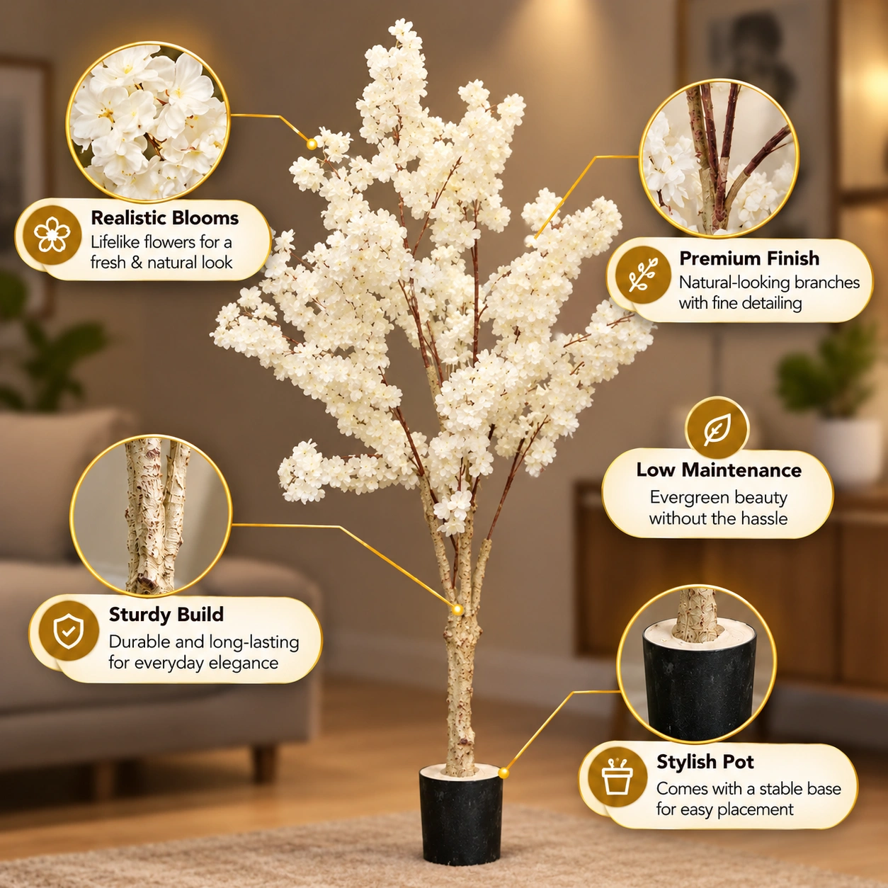 Ivory Blossoms with Vertical Presence