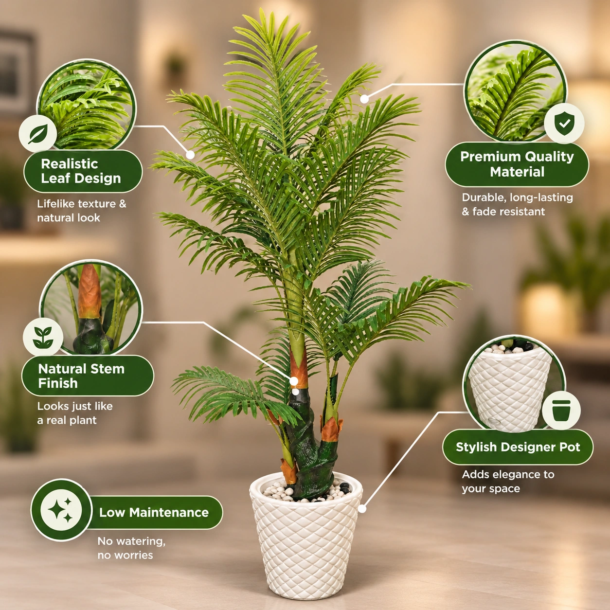 Palm Fronds in an Upright Arrangement