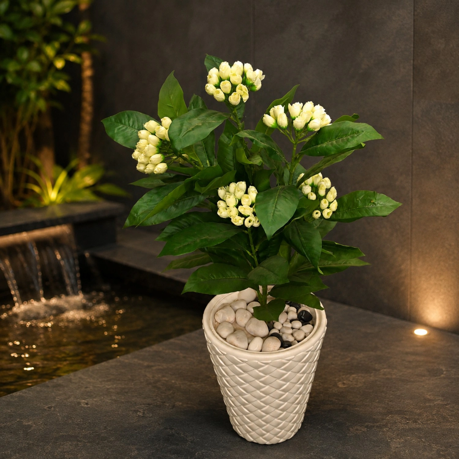 Artificial Ivory Rosebud Cluster Plant