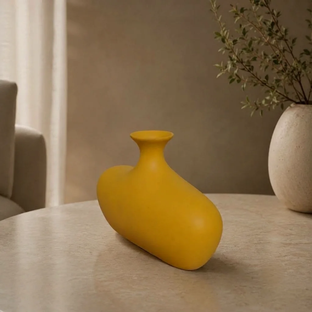 Mustard Yellow Asymmetric Decorative Vase