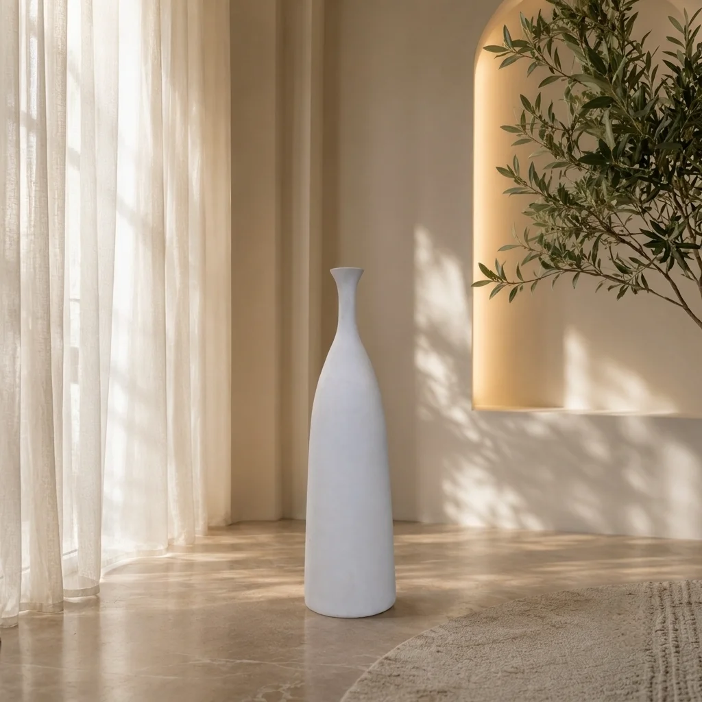 White Slender Neck Decorative Vase