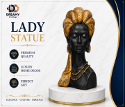 Premium African Lady Bust Statue - Black & Gold Luxury Decor
