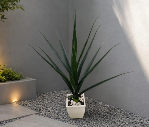 Artificial Spiky Agave Plant in Tapered Planter