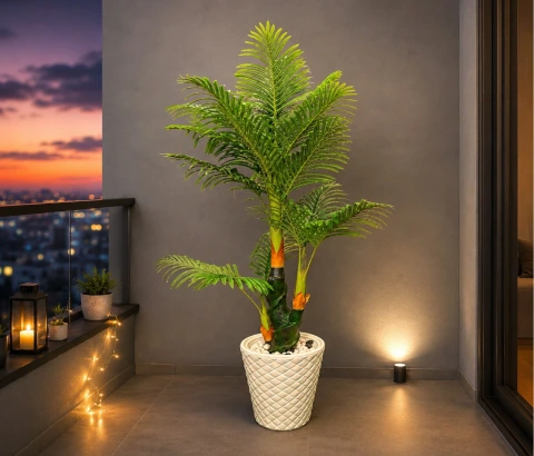 Artificial Areca Palm Plant with Decorative Trunk