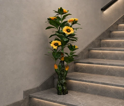 Artificial Sunflower Tree with Decorative Trunk
