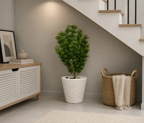 Artificial Cypress Topiary Plant in Woven Planter
