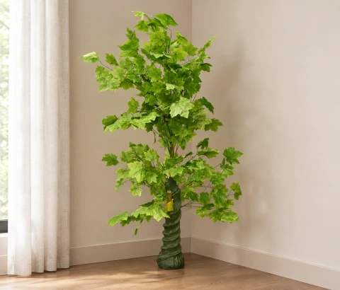 Artificial Green Maple Tree with Spiral Trunk