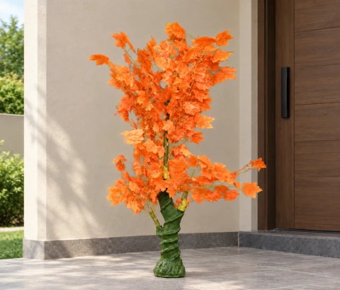 Artificial Autumn Maple Tree with Sculptural Vase