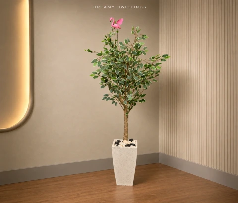 Variegated Artificial Ficus Tree in Tapered Planter