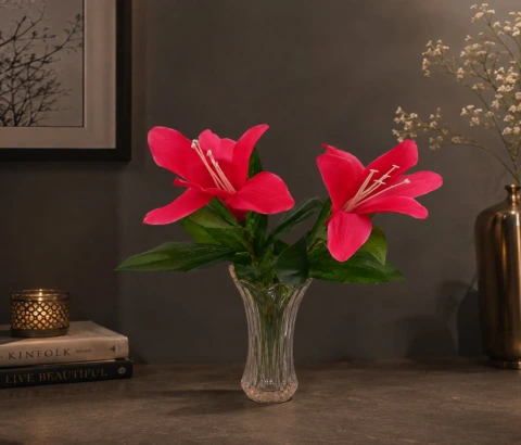 Artificial Fuchsia Lily Flower Stick