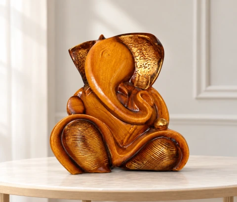 Amber Brown Abstract Ganesha Figurine