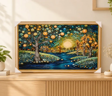 Jewel-Toned Woodland River Wall Art