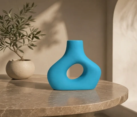 Turquoise Open-Centre Decorative Vase