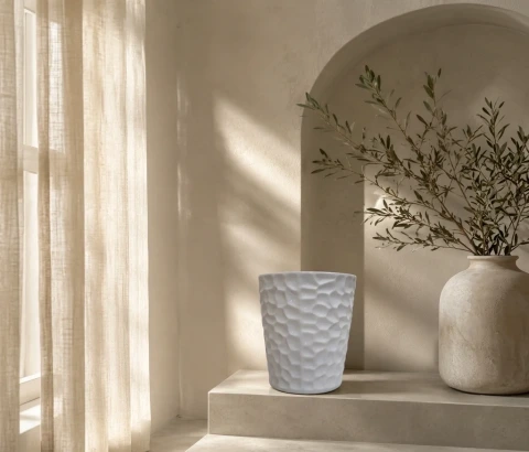 White Pebble-Texture Decorative Vase