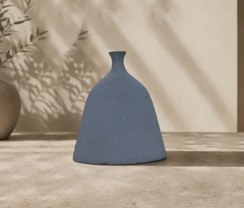 Slate Blue Bell-Shaped Decorative Vase