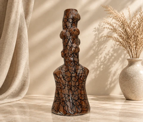 Brown Sculptural Loop Pattern Decorative Vase