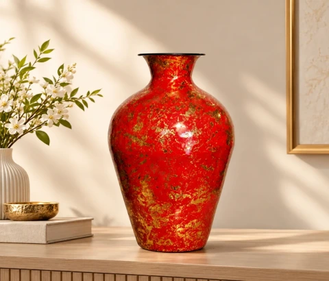 Crimson Luxe Vase