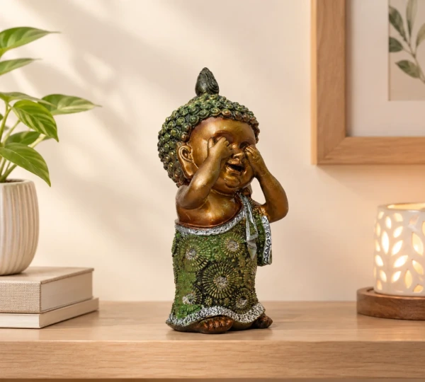 Green See No Evil Baby Buddha Figurine